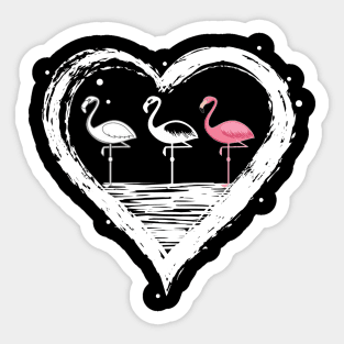 Three Flamingoes Heart Costume Gift Sticker